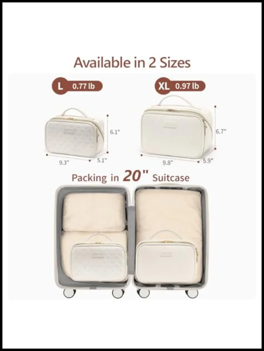 PU Leather Travel Makeup Bag with Dividers & Brush Holder, XL